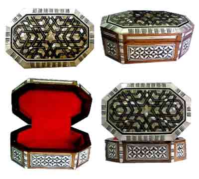 Egyptian Mother of pearl Jewelry Box - Octagon Shape - Model MP1