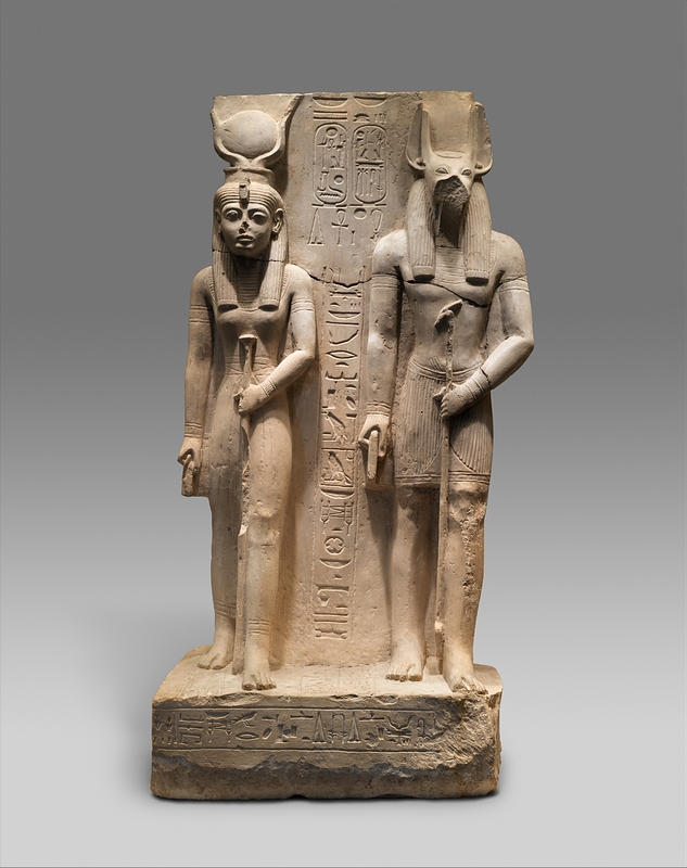Isis and Wepwawet, god of Asyut, with the name of Siese, Overseer of the Two Granaries of Ramesses II _ New Kingdom, Ramesside _ The Metropolitan Museum of Art