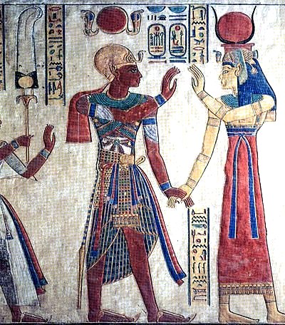 Ramesses III confronting Isis, Valley of the Queens,20th dynasty