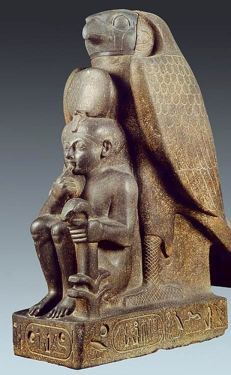 Ramses II as the solar child, protected by Horus