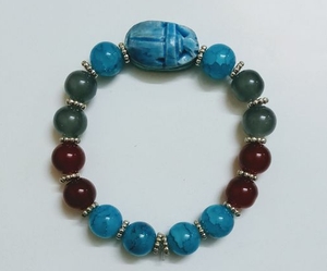 Handmade Beads Bracelet With Ancient Egyptian Scarab