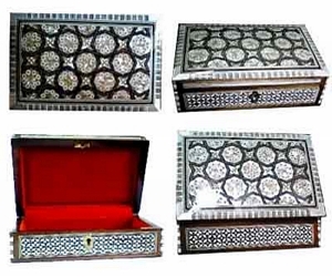 Egyptian Jewelry Boxes - handmade Mother of Pearl inlaid wood Boxes