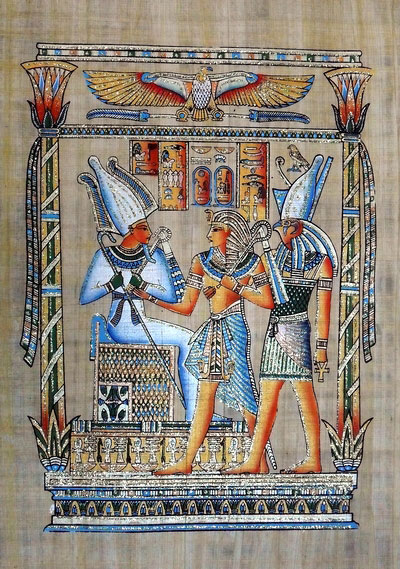 Papyrus Egyptians on Egyptian Papyrus Painting  The Tribute 1