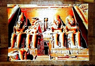 Egyptian free hand papyrus painting, Abo Simple Temple
