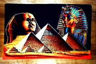 Egyptian free hand papyrus painting, Sphinx, Pyramids, Tut Ankh