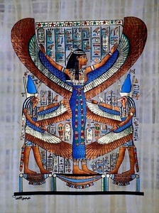 Isis, Horus Papyrus Painting