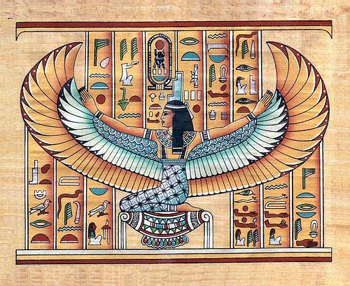 Winged Goddess Isis  papyrus