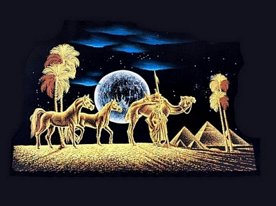 Black Velvet Desert Big Moon Painting
