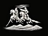 Flying Arabian Knights, Hand Painted on Black Velvet Fabric