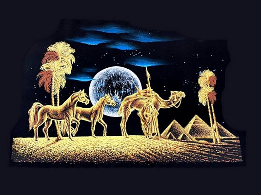Black Velvet Desert Big Moon Painting Black Velvet Desert Big Moon Painting