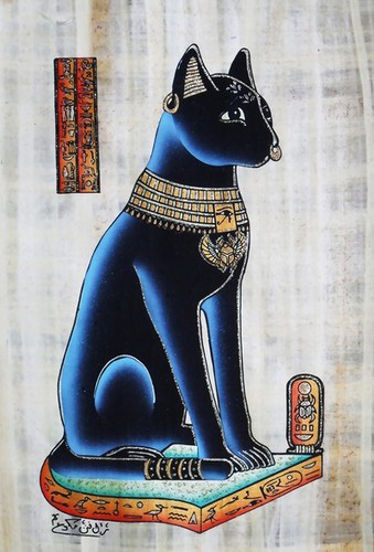 Bastet - Bast Goddess of home protection and fertility Papyrus Painting