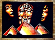 Egyptian free hand papyrus painting, Tut, Pyramids, Akhenaten, Nefertiti