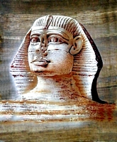 Egyptian free hand papyrus painting, Sphinx