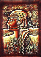 Egyptian free hand papyrus painting, Cleopatra
