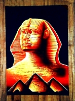 Egyptian free hand papyrus painting, Sphinx - Pyramids 