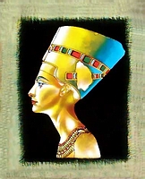 Egyptian free hand papyrus painting, Queen Nefertiti Bust