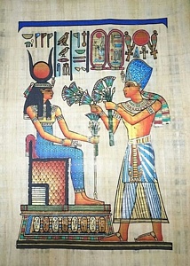 Offering Gifts to Hathor Papyrus Painting