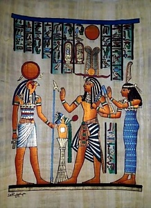 Pharaoh, Isis, Ra Papyrus Painting