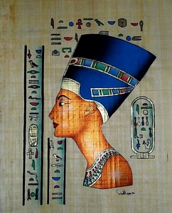 Queen Nefertiti Papyrus Painting