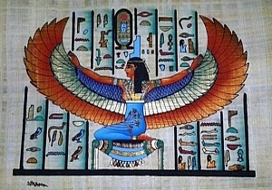 Winged Isis Papyrus Painting