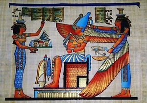 Pharaoh and Isis Papyrus Painting