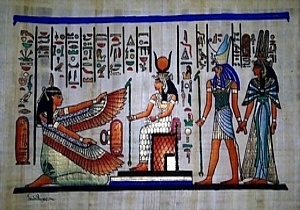 Nefertari, Horus and Isis Papyrus Painting