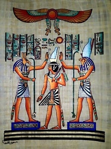 Pharaoh Coronation Papyrus Painting