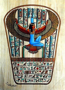 Winged Isis Papyrus Painting