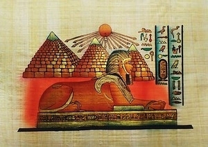 Pyramids and Sphinx Papyrus Painting