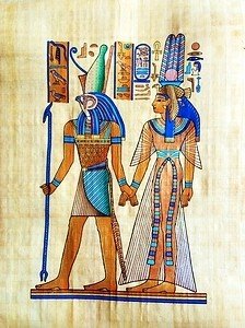 Queen Nefertari & Horus Papyrus Painting