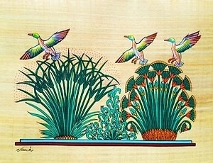 Flying Ducks Papyrus Painting 