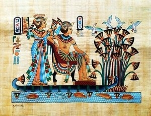 King Tut Nile River Journey Papyrus Painting
