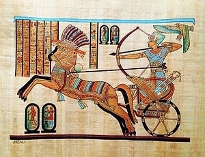 Ramses II fighting Chariot Papyrus Painting