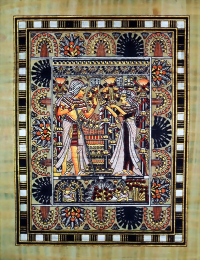 King Tut Ankh Amun -  Wedding Card - Papyrus Painting