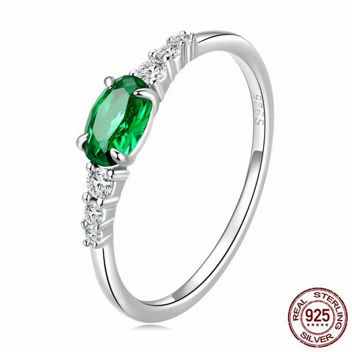 Green Zirconium Gemstone Ring, Sterling 925 Silver Ring