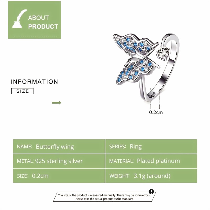 sterling silver 925 flying butterfly ring