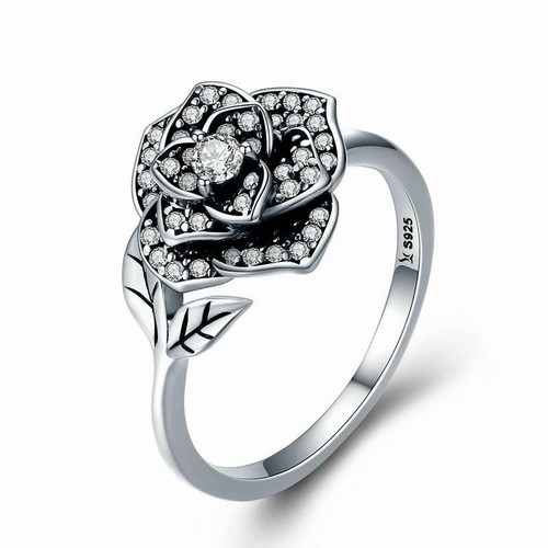 sterling silver flower tree leaf ring