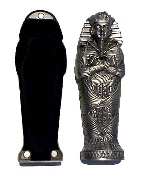 King " Tut Ankh Amen " Metal silver color coffin (e)